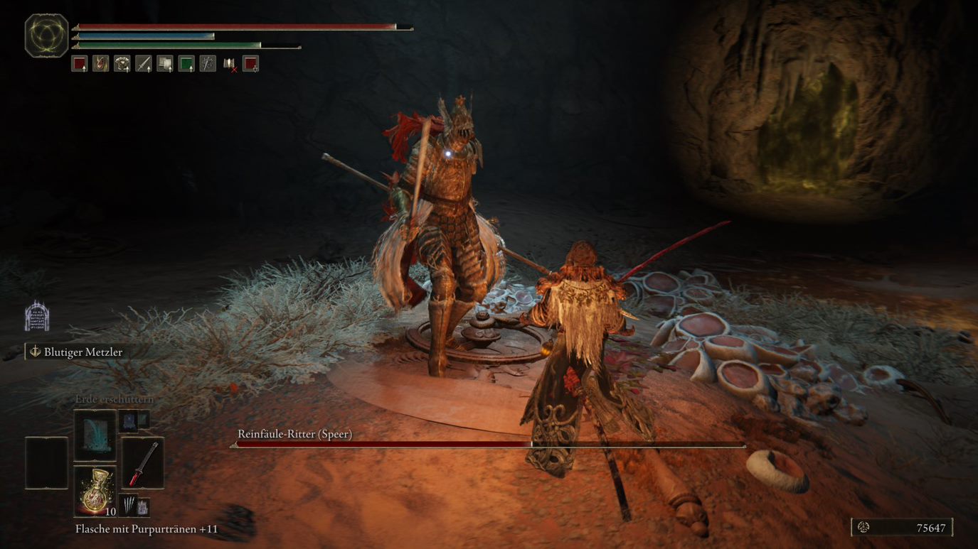 Elden Ring Verlassene Höhle, Boss ReinfäuleRitter (Speer, Sichel) Eurogamer.de